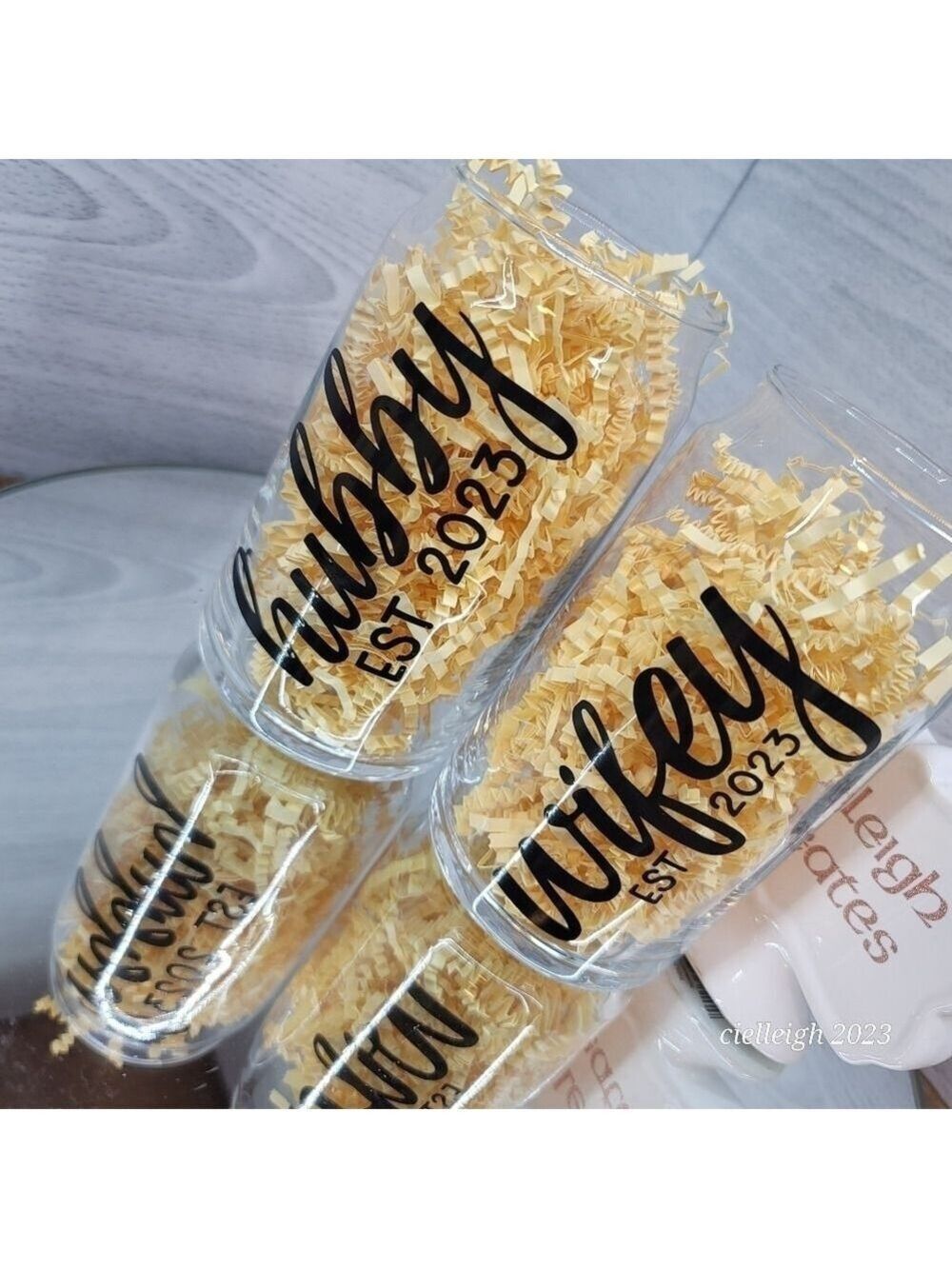 Hubby and Wifey Beer Can glasses set